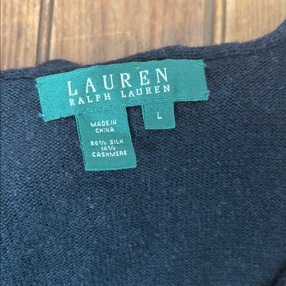 Ralph Lauren Women’s cashmere silk Black Ruffled Long Sleeve sweater Top - Picture 2 of 6